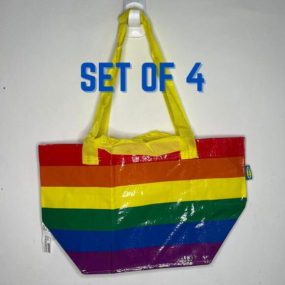 Lot of 4 IKEA Storstomma Small Tote Bag Rainbow Reusable Shopper Pride LGBTQ NWT - Picture 1 of 9